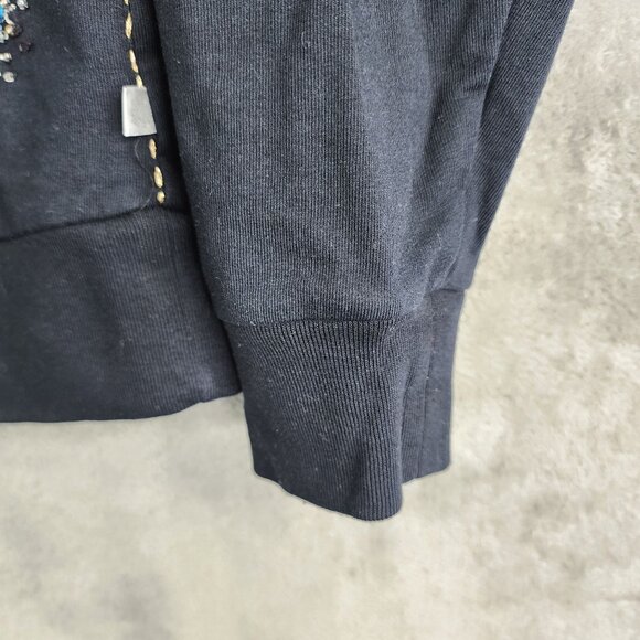 Womens Black Zenergy By Chicos Embroidered Beaded Jacket Full ZIp Size 3 (XL) - Picture 5 of 11